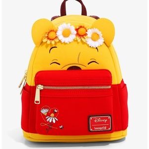 Loungefly Disney Winnie the Pooh Floral Crown Flocked Mini Backpack